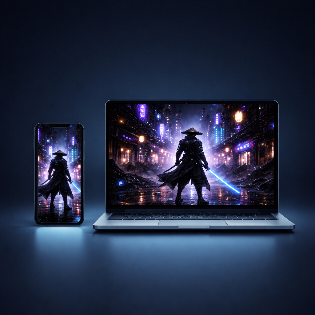 Neon Samurai Wallpaper